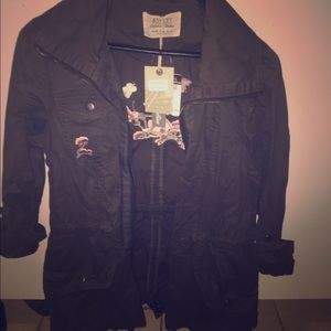 Hunter Green Jacket with Rose Embroidery